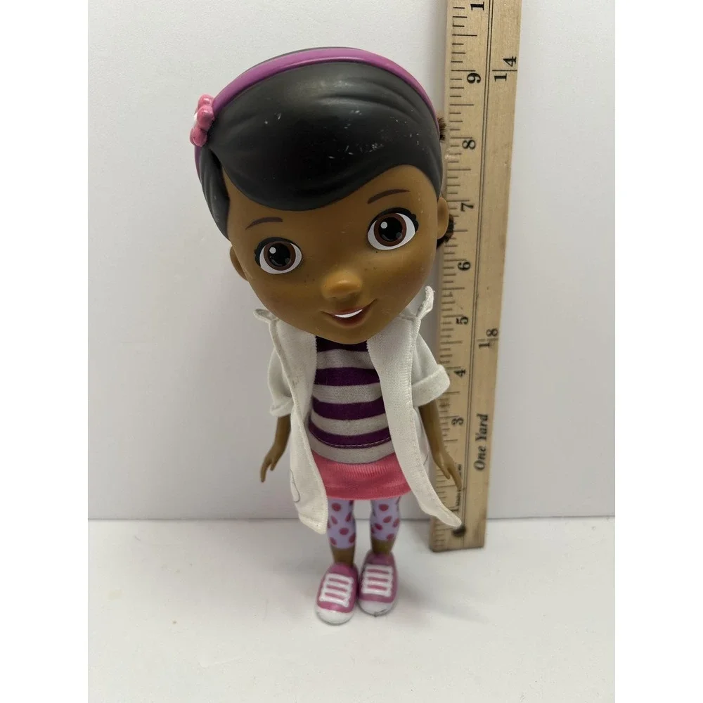 Doc McStuffins Doll 10 Inch Black Hair White Coat Pink Skirt Toy Play